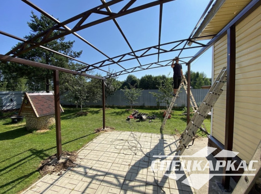Навес из поликарбоната к дому | Навес их поликарбоната для терассы №13 - фото 1095