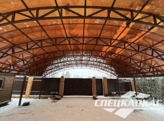 Большой, усиленный навес для автомобилей из поликарбоната №60 - фото 1559