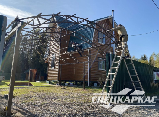 Навес на две машины из поликарбоната №85 - фото 1802