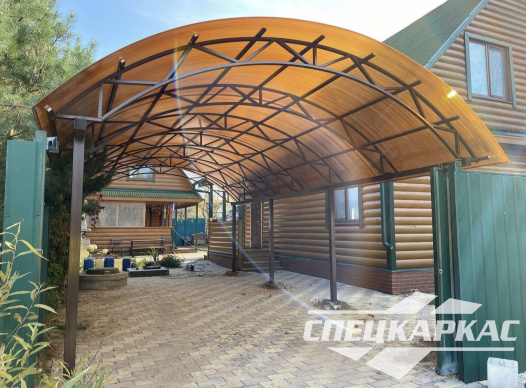 Арочный навес из поликарбоната на две машины №81 - фото 1769