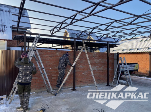 Односкатный навес для автомобилей (скат от соседа) №55 - фото 1503