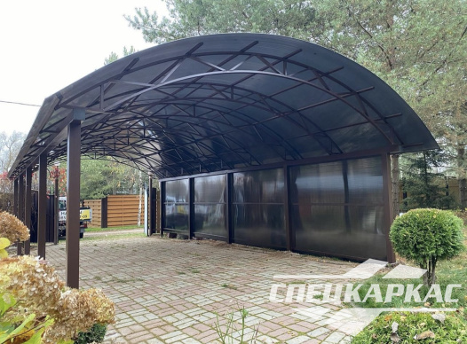 Навес из поликарбоната усиленный, для парковки двух автомобилей №65 - фото 1608