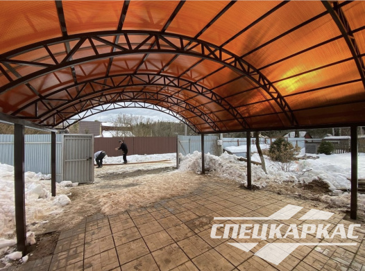 Арочный навес из поликарбоната для парковки двух автомобилей №6 - фото 1030